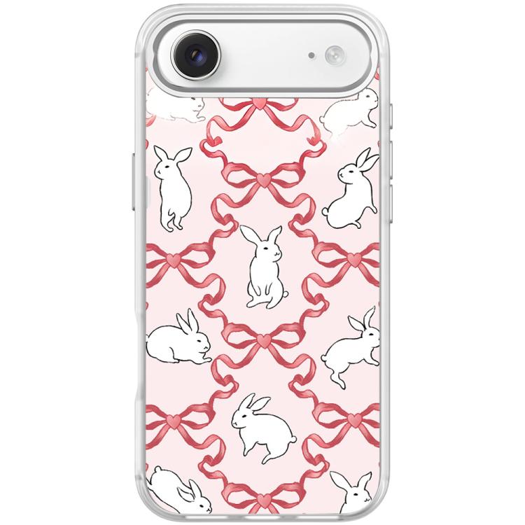 For iPhone Air Butterfly Knot White Rabbit Pattern Magnetic Phone Case(Transparent White)