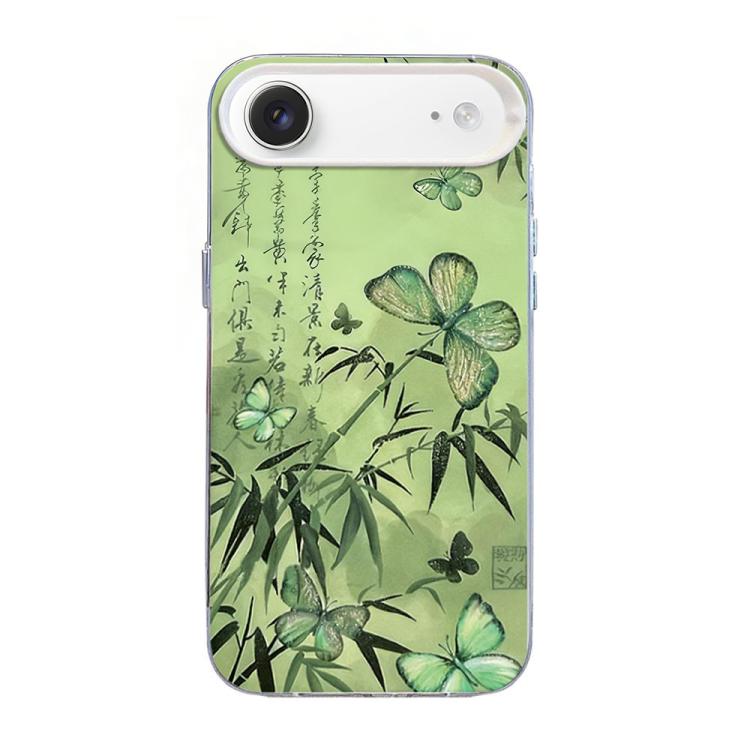 For iPhone Air Butterfly Pattern Silver Plating PC Hybrid TPU Phone Case(Bamboo Green)