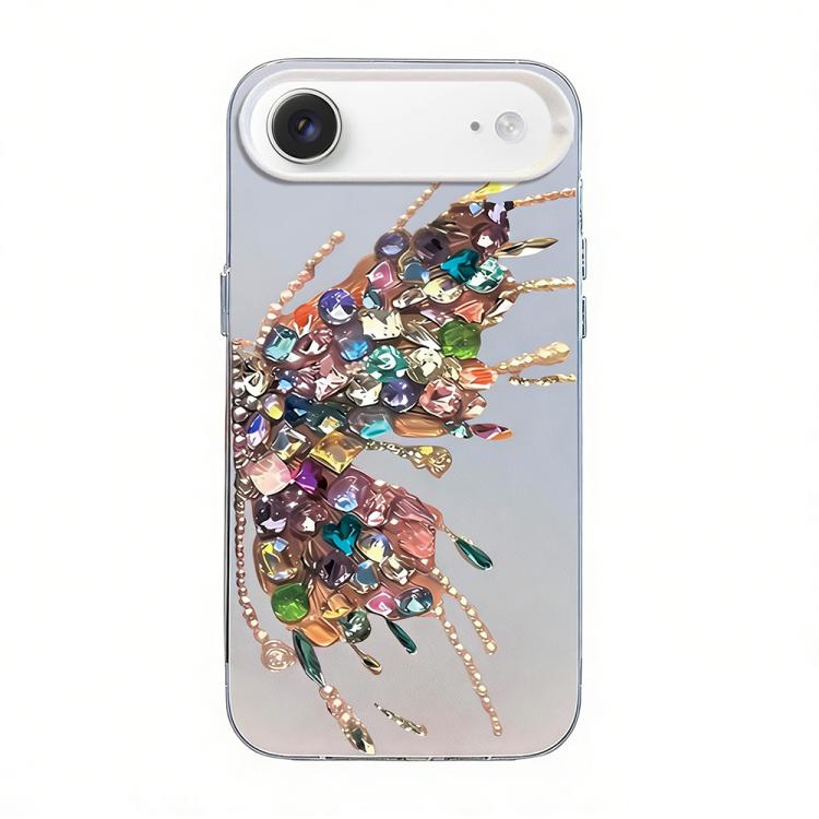 For iPhone Air Butterfly Pattern Silver Plating PC Hybrid TPU Phone Case(Colorful Gems)