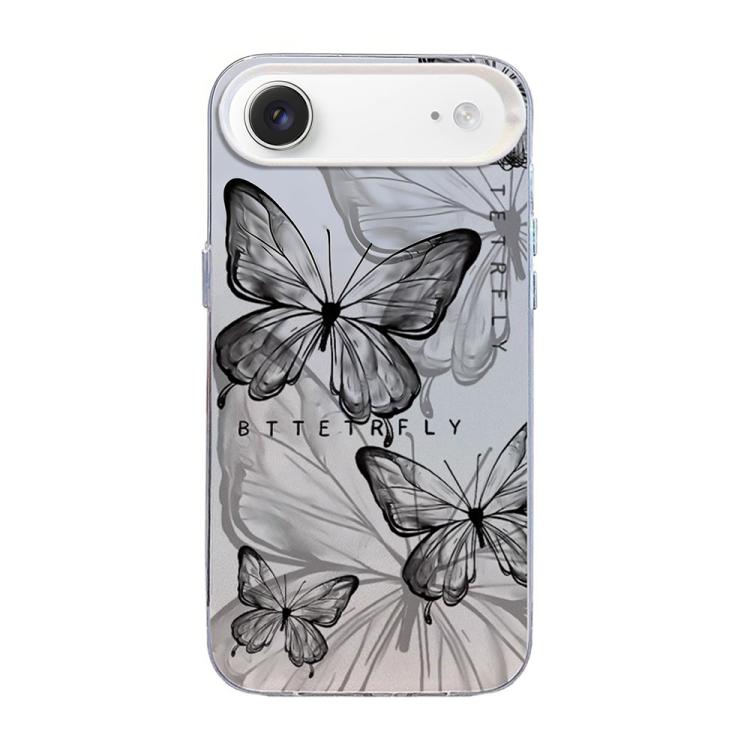 For iPhone Air Butterfly Pattern Silver Plating PC Hybrid TPU Phone Case(Ink Shadow)