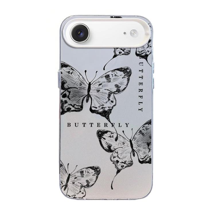 For iPhone Air Butterfly Pattern Silver Plating PC Hybrid TPU Phone Case(Ink Wash)