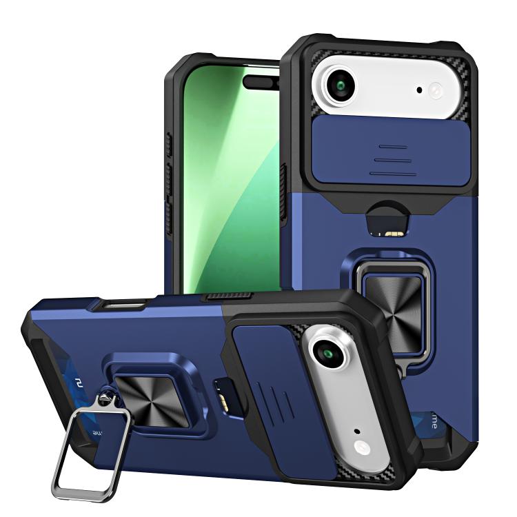 For iPhone Air Camera Shield Card Slot PC+TPU Phone Case(Blue)