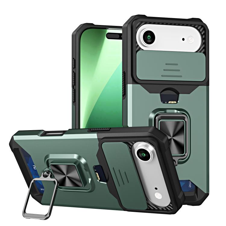 For iPhone Air Camera Shield Card Slot PC+TPU Phone Case(Dark Green)