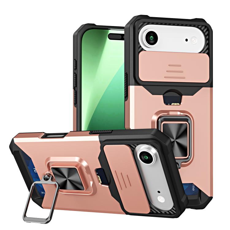 For iPhone Air Camera Shield Card Slot PC+TPU Phone Case(Rose Gold)