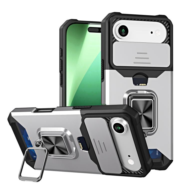 For iPhone Air Camera Shield Card Slot PC+TPU Phone Case(Silver)