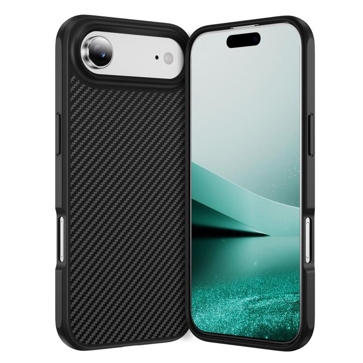 For iPhone Air Carbon Fiber Texture Skin-feel Acrylic TPU Phone Case(Black)