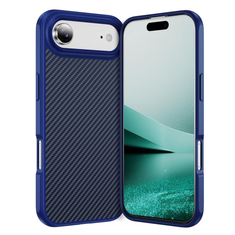 For iPhone Air Carbon Fiber Texture Skin-feel Acrylic TPU Phone Case(Blue)