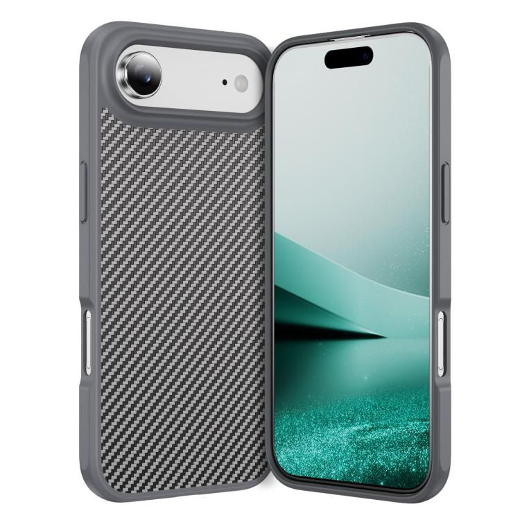 For iPhone Air Carbon Fiber Texture Skin-feel Acrylic TPU Phone Case(Grey)