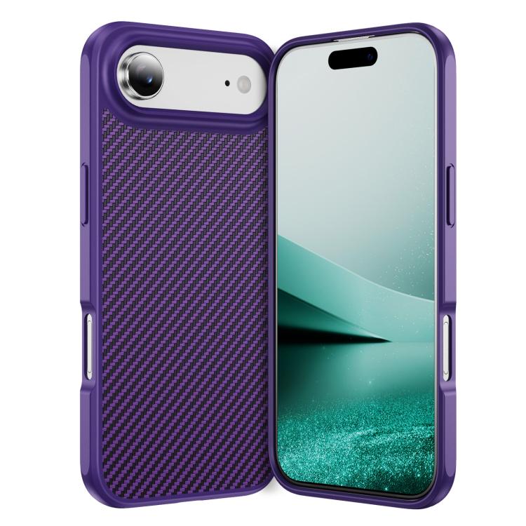 For iPhone Air Carbon Fiber Texture Skin-feel Acrylic TPU Phone Case(Purple)
