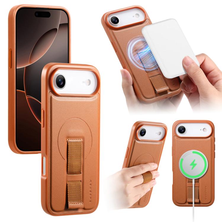 For iPhone Air CaseNeo Finger Grip Wristband MagSafe Back Phone Case(Brown)