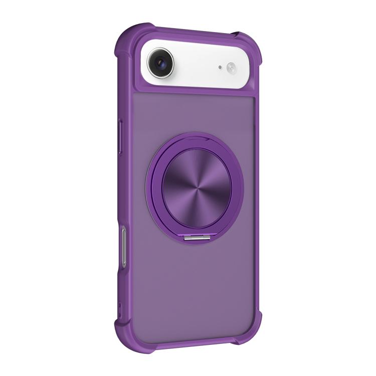 For iPhone Air CD Texture 360 Degree Rotating Holder MagSafe Phone Case(Purple)