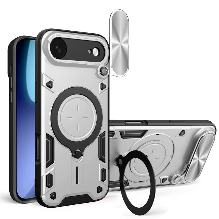For iPhone Air CD Texture Sliding Camshield Magnetic Holder Phone Case(Silver)