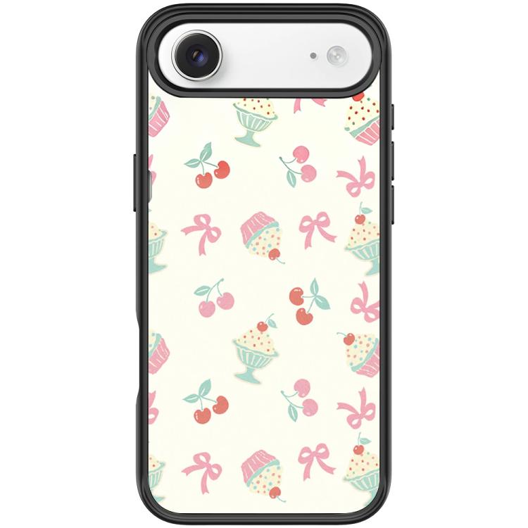 For iPhone Air Cherry Cake Pattern Magnetic Phone Case(Black)