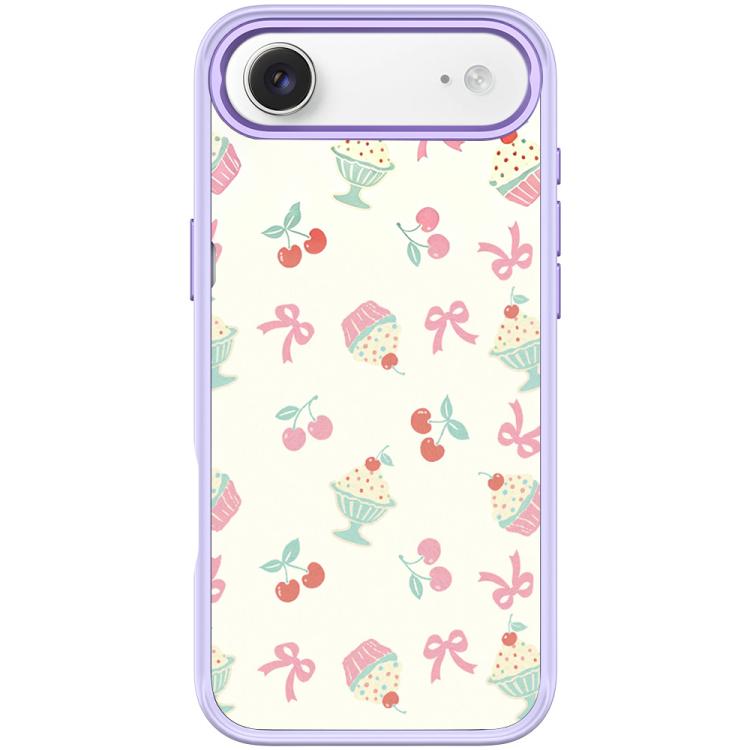 For iPhone Air Cherry Cake Pattern Magnetic Phone Case(Light Purple)