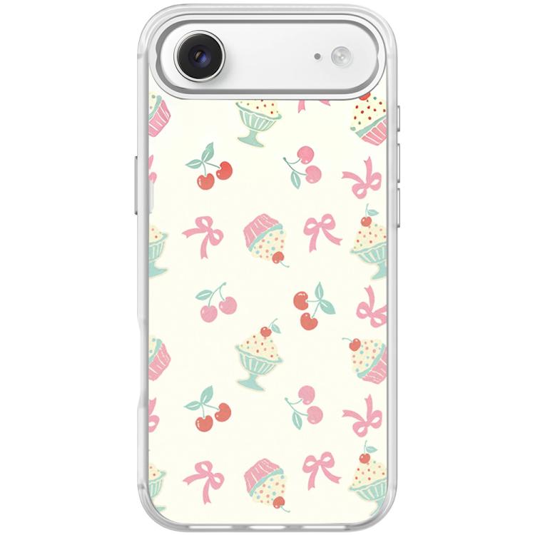 For iPhone Air Cherry Cake Pattern Magnetic Phone Case(Transparent White)