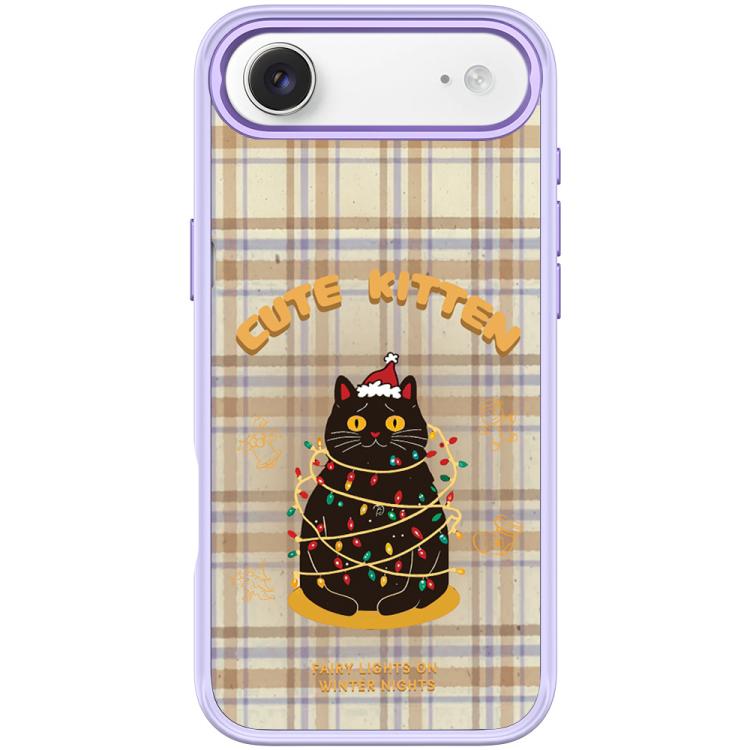 For iPhone Air Christmas Cat Pattern Magnetic Phone Case(Light Purple)