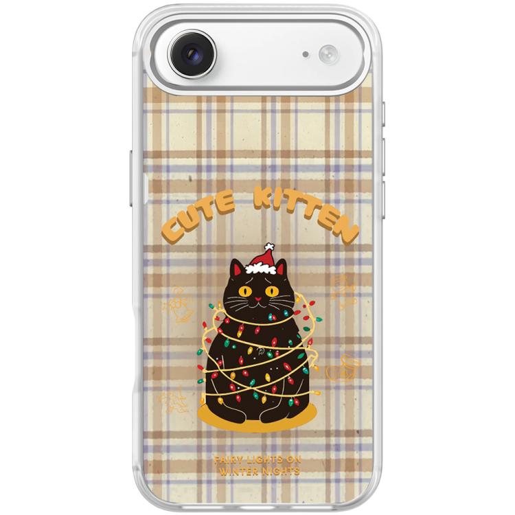 For iPhone Air Christmas Cat Pattern Magnetic Phone Case(Transparent White)