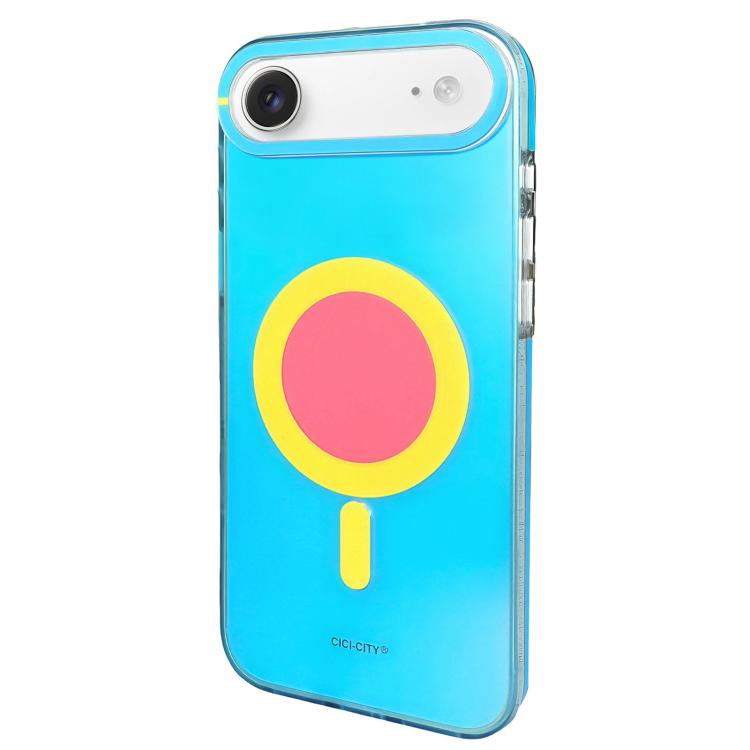 For iPhone Air CICI-CITY CH-56 Macaron Aurora Magnetic Metal Button Skin-Feel Phone Case(Blue)