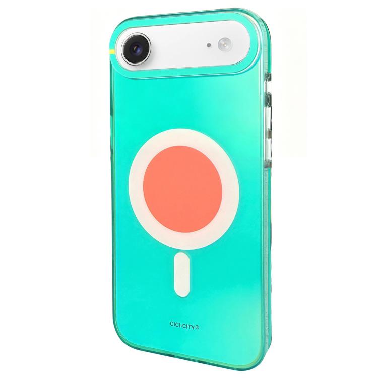 For iPhone Air CICI-CITY CH-56 Macaron Aurora Magnetic Metal Button Skin-Feel Phone Case(Green)