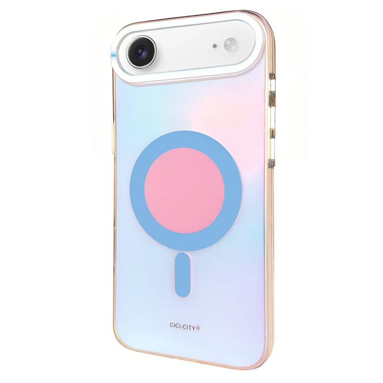 For iPhone Air CICI-CITY CH-56 Macaron Aurora Magnetic Metal Button Skin-Feel Phone Case(White)