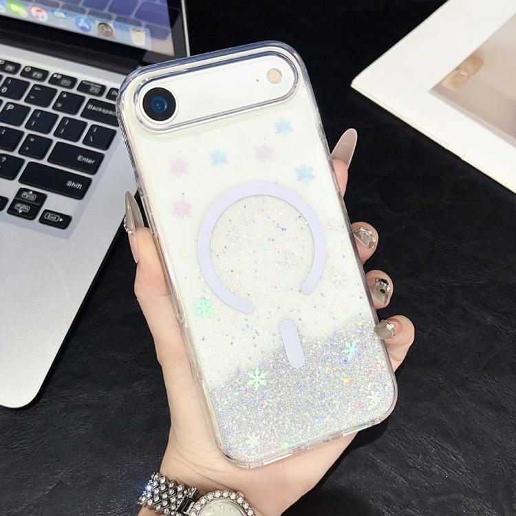 For iPhone Air Clear Glitter TPU Magnetic Phone Case(Snowflake)