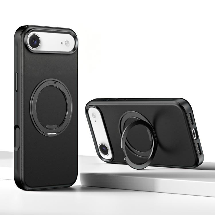 For iPhone Air Cloud Block Star Leather Series 360 Degree Rotation Holder Magnetic Phone Case(Black)