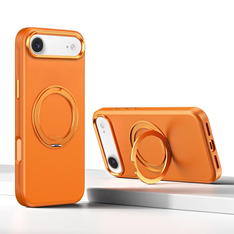 For iPhone Air Cloud Block Star Leather Series 360 Degree Rotation Holder Magnetic Phone Case(Orange)