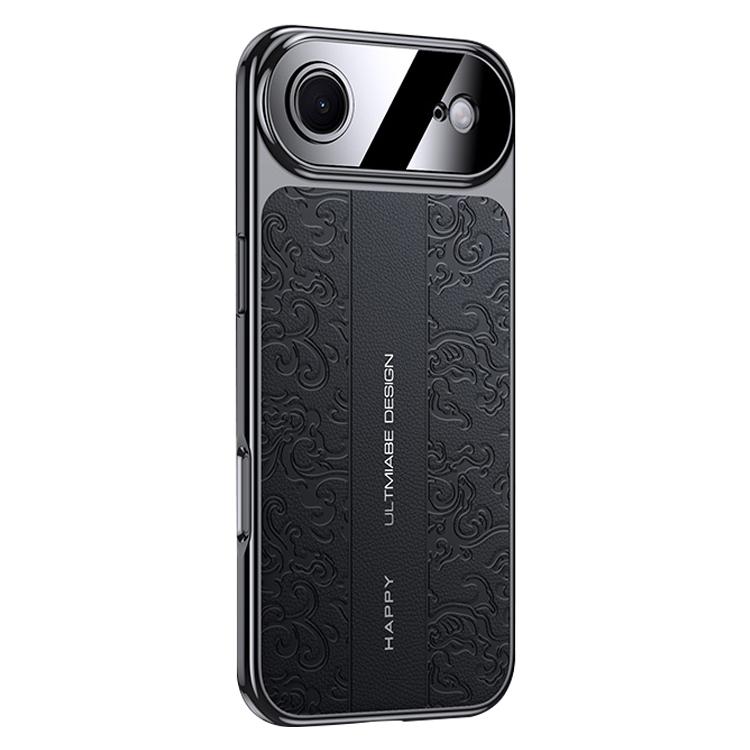 For iPhone Air Cloud Dragon Pattern Plain Leather PC Phone Case(Black)