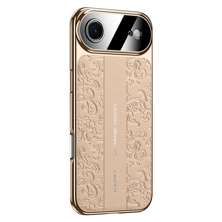 For iPhone Air Cloud Dragon Pattern Plain Leather PC Phone Case(Gold)
