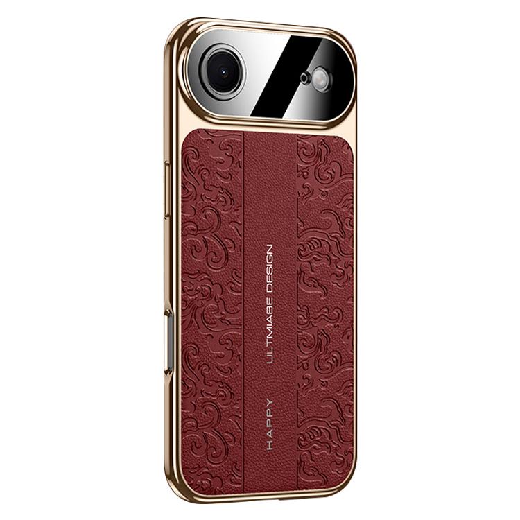 For iPhone Air Cloud Dragon Pattern Plain Leather PC Phone Case(Red)