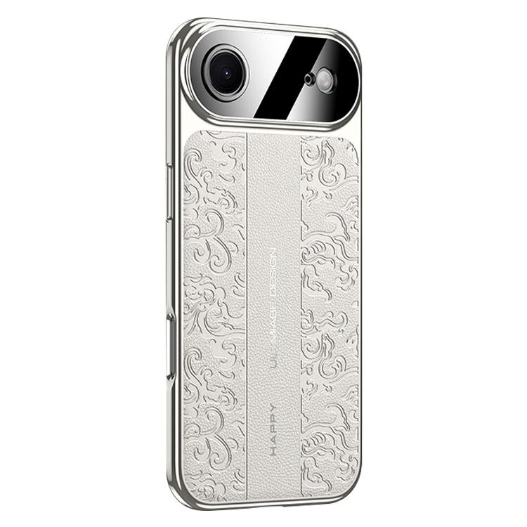 For iPhone Air Cloud Dragon Pattern Plain Leather PC Phone Case(White)