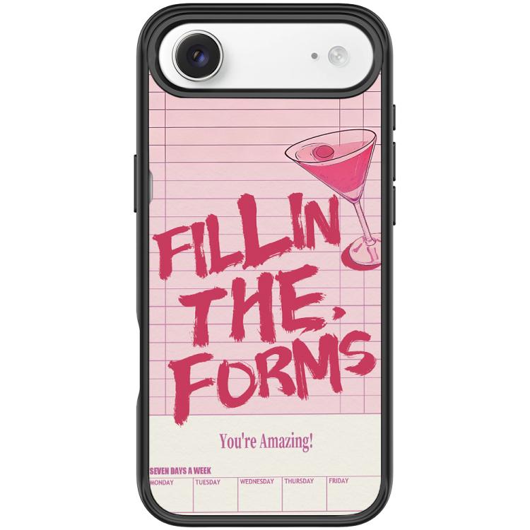 For iPhone Air Cocktail and Text Pattern Magnetic Phone Case(Black)