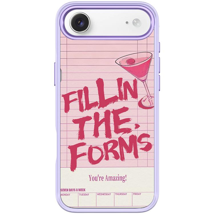 For iPhone Air Cocktail and Text Pattern Magnetic Phone Case(Light Purple)