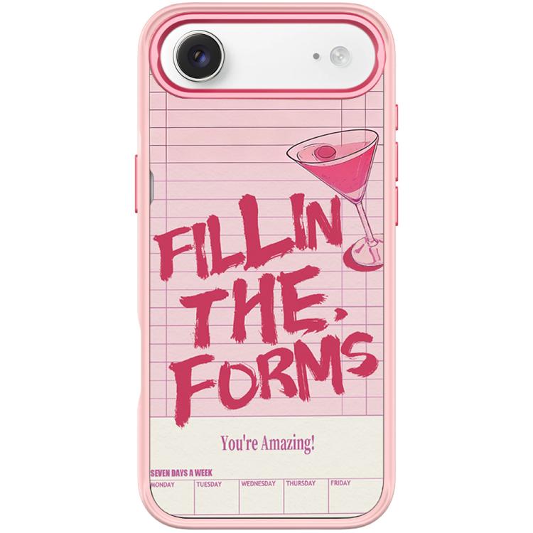 For iPhone Air Cocktail and Text Pattern Magnetic Phone Case(Pink)