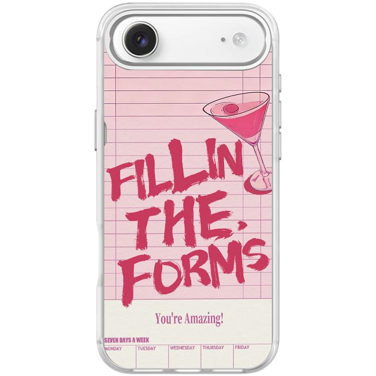 For iPhone Air Cocktail and Text Pattern Magnetic Phone Case(Transparent White)