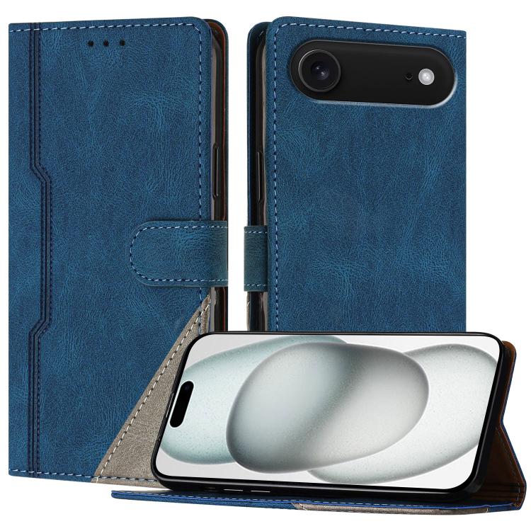 For iPhone Air Color Matching Buckle Clasp Vegan Leather Phone Case(Blue)