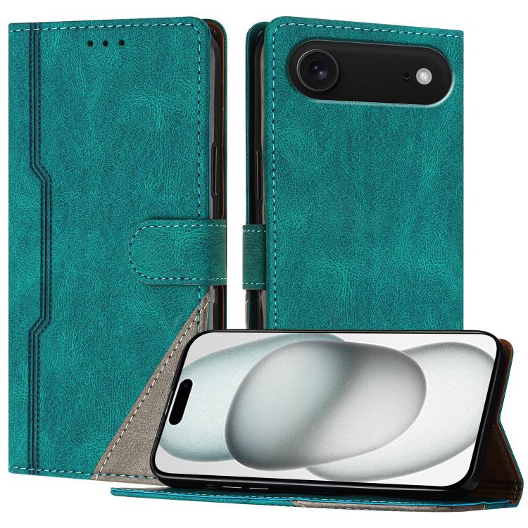 For iPhone Air Color Matching Buckle Clasp Vegan Leather Phone Case(Green)
