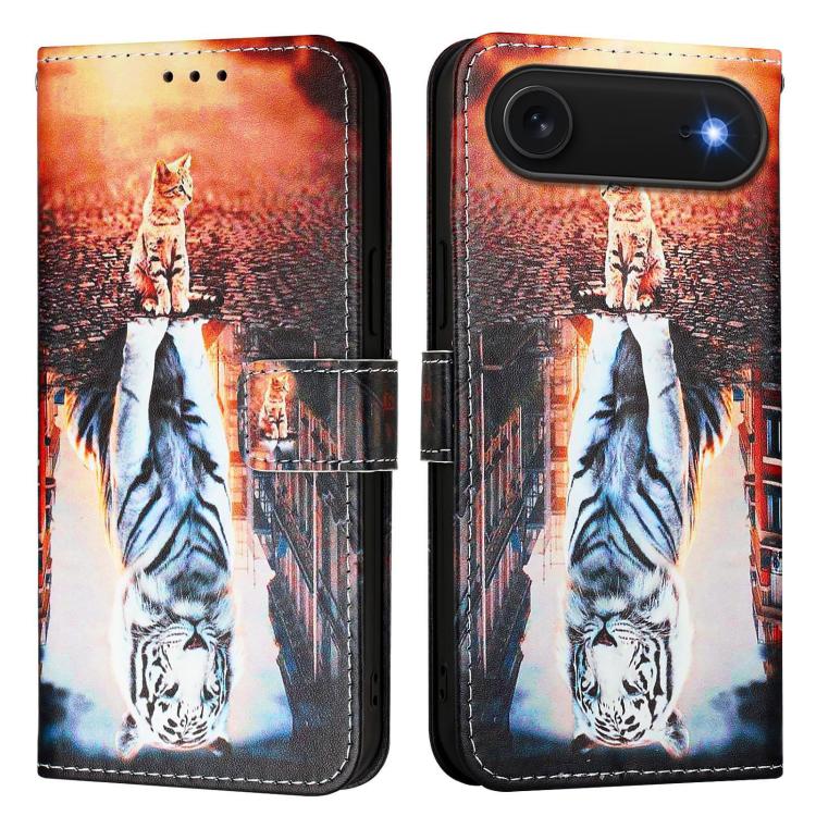 For iPhone Air Colored Drawing Pattern Plain Weave Leather Phone Case(Cats And Tigers)