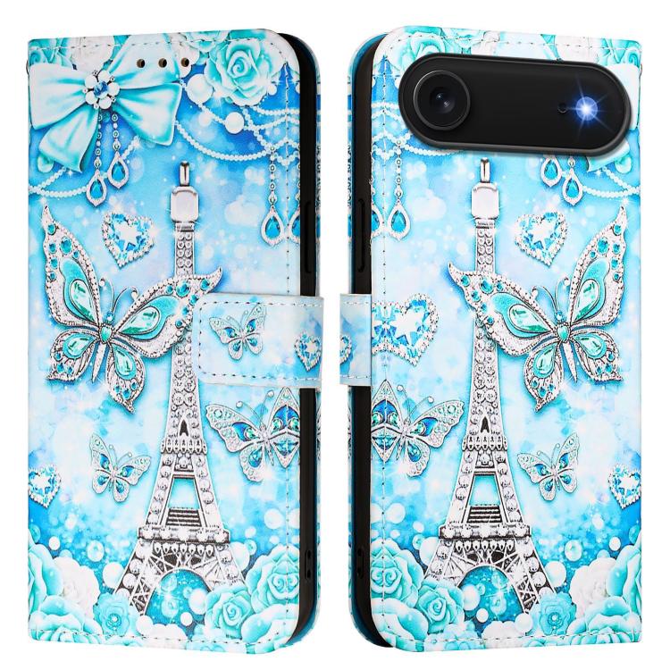 For iPhone Air Colored Drawing Pattern Plain Weave Leather Phone Case(Tower Butterfly)