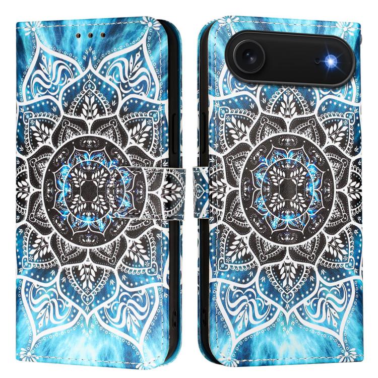 For iPhone Air Colored Drawing Pattern Plain Weave Leather Phone Case(Undersea Mandala)