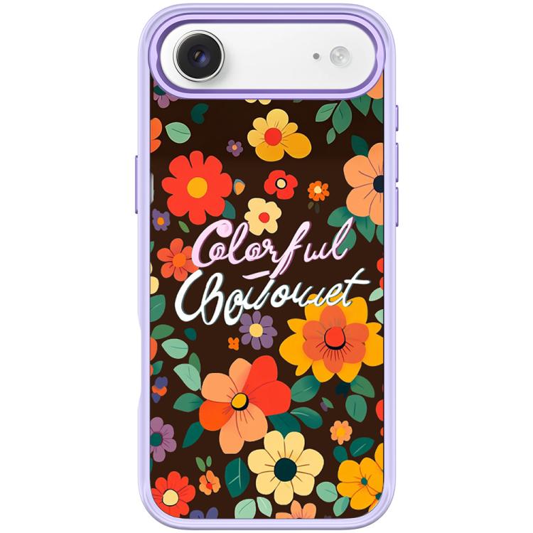 For iPhone Air Colorful Flowers Pattern Magnetic Phone Case(Light Purple)
