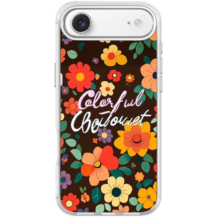 For iPhone Air Colorful Flowers Pattern Magnetic Phone Case(Transparent White)
