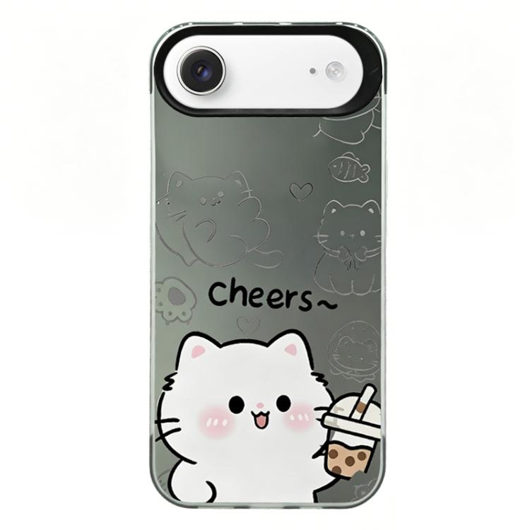 For iPhone Air Colorful Silver Plated IMD Pattern PC Hybrid TPU Phone Case(Black Cat)