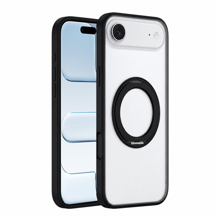 For iPhone Air Colorful Skin-Friendly Magnetic Rotating Holder Phone Case(Black)