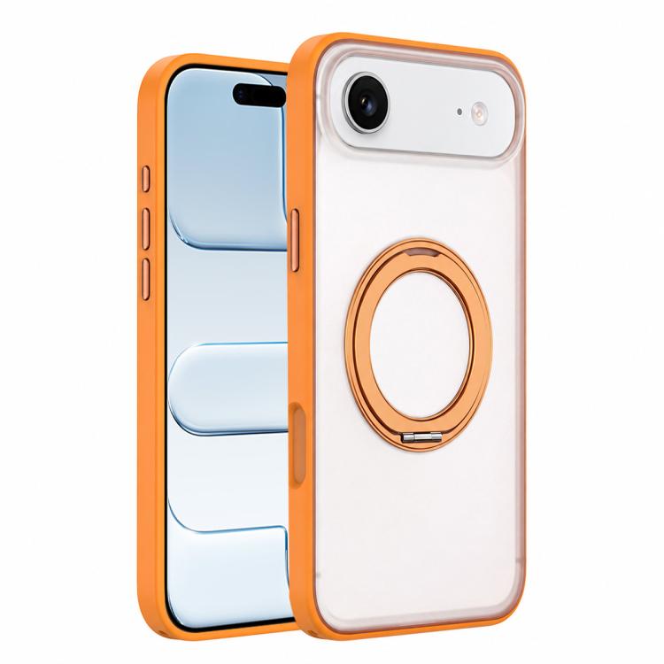 For iPhone Air Colorful Skin-Friendly Magnetic Rotating Holder Phone Case(Orange)