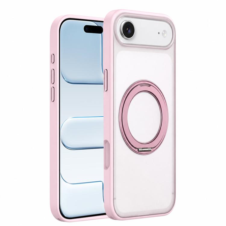 For iPhone Air Colorful Skin-Friendly Magnetic Rotating Holder Phone Case(Pink)