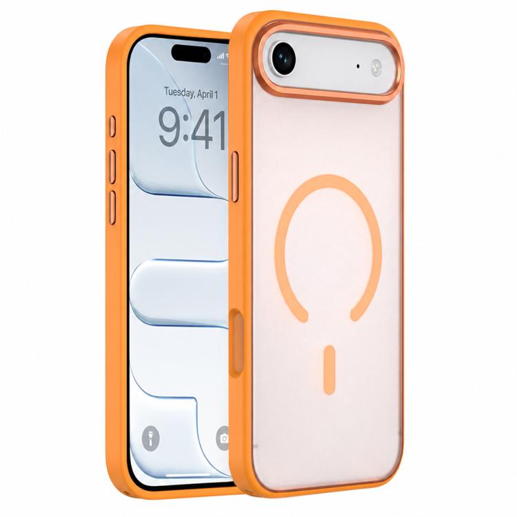 For iPhone Air Colorful Skin-Friendly Metal Lens Frame Magnetic Phone Case(Orange)