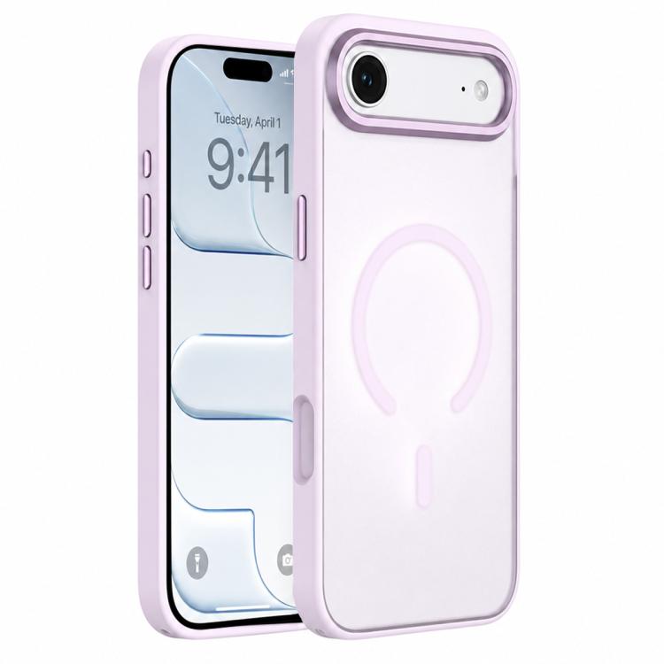 For iPhone Air Colorful Skin-Friendly Metal Lens Frame Magnetic Phone Case(Purple)