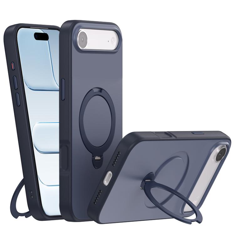 For iPhone Air Contrast Color Rotation Holder Magsafe Phone Case(Blue)