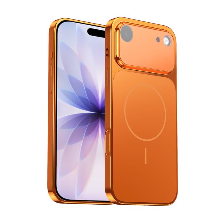 For iPhone Air Corning Glass Plating Large Window MagSafe Phone Case(Orange)